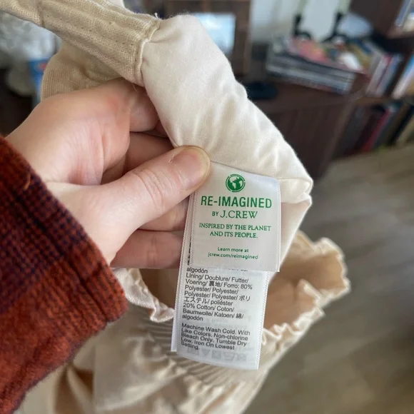 J. Crew Linen Blend Cream Mini Skirt | Elastic Waist A-Line size 8 - Picture 4 of 5